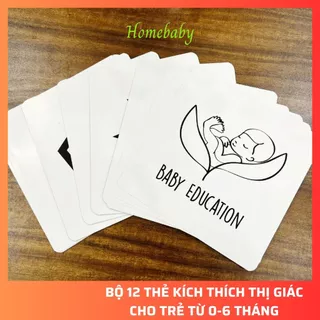 Thẻ kích thích thị giác bộ thẻ học thông minh đen trắng flashcard cho bé/trẻ sơ sinh