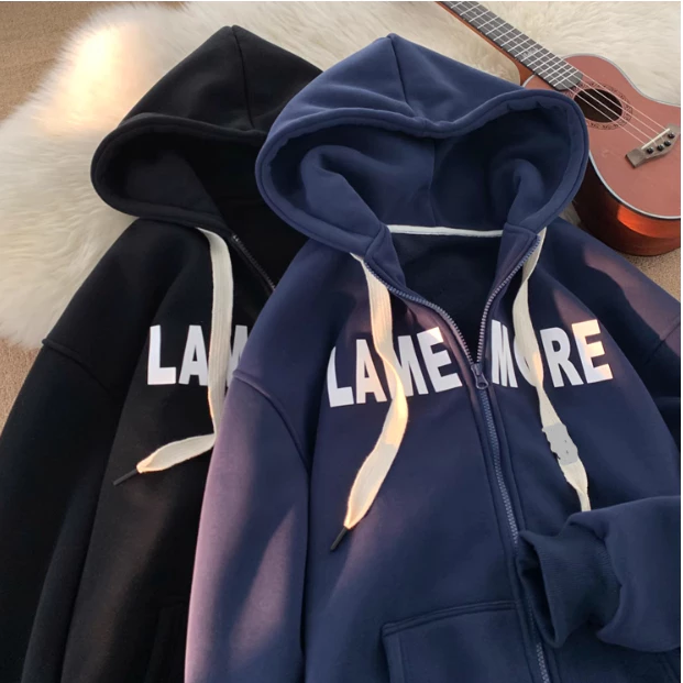 Áo hoodie Nam Nữ chất liệu Nỉ Bông dày - Áo Nỉ nam nữ chất nỉ bông phối dây to chữ in LAME MORE