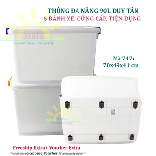 Thùng Nhựa Bánh Xe 90L Đựng Đồ Duy Tân- Gọn Đẹp, Cứng Cáp, Tiện Dụng.