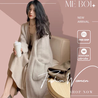 (Mễ Bối_ORDER) Áo khoác len cardigan dáng dài cá tính cho bạn gái