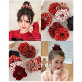 Cột tóc scrunchies tone màu đỏ xinh xắn