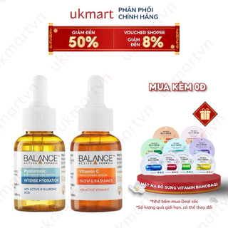 Combo Trắng Da Căng Mượt Serum Vitamin C + Hyaluronic Balance Active Formula 30ml