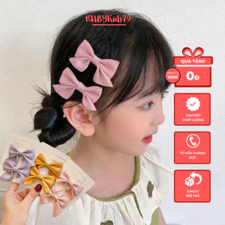 Kẹp tóc nơ cho bé set 2 kẹp tông pastel phong cách Hàn Quốc dễ thương - rubykids79