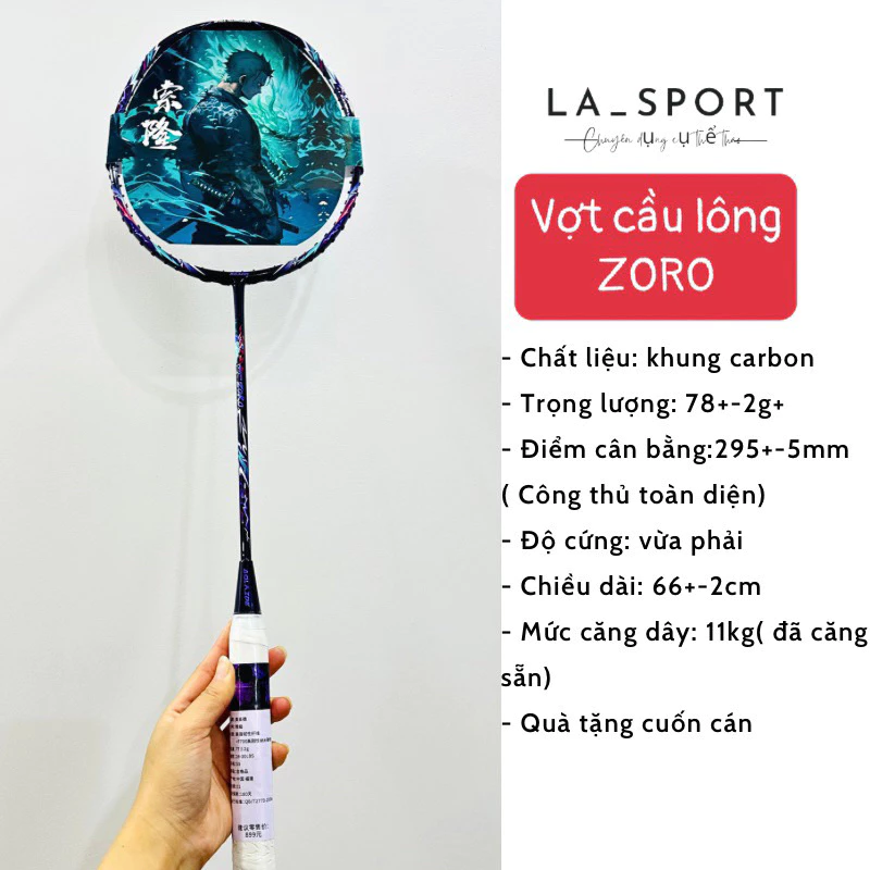 Vợt cầu lông AOLAIDE, vợt cầu lông ZORO 5U siêu nhẹ, căng sẵn 11kg tặng kèm bao đựng và quấn cán