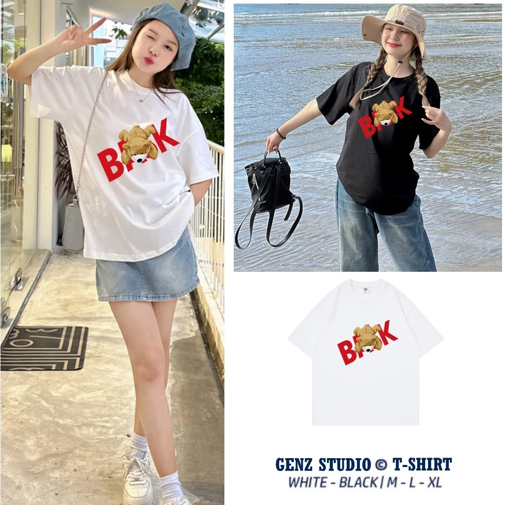 Áo thun nữ, áo phông nữ tay lỡ unisex GENZ STUDIO BASK, áo form rộng full cotton oversize Phong các Hàn Quốc