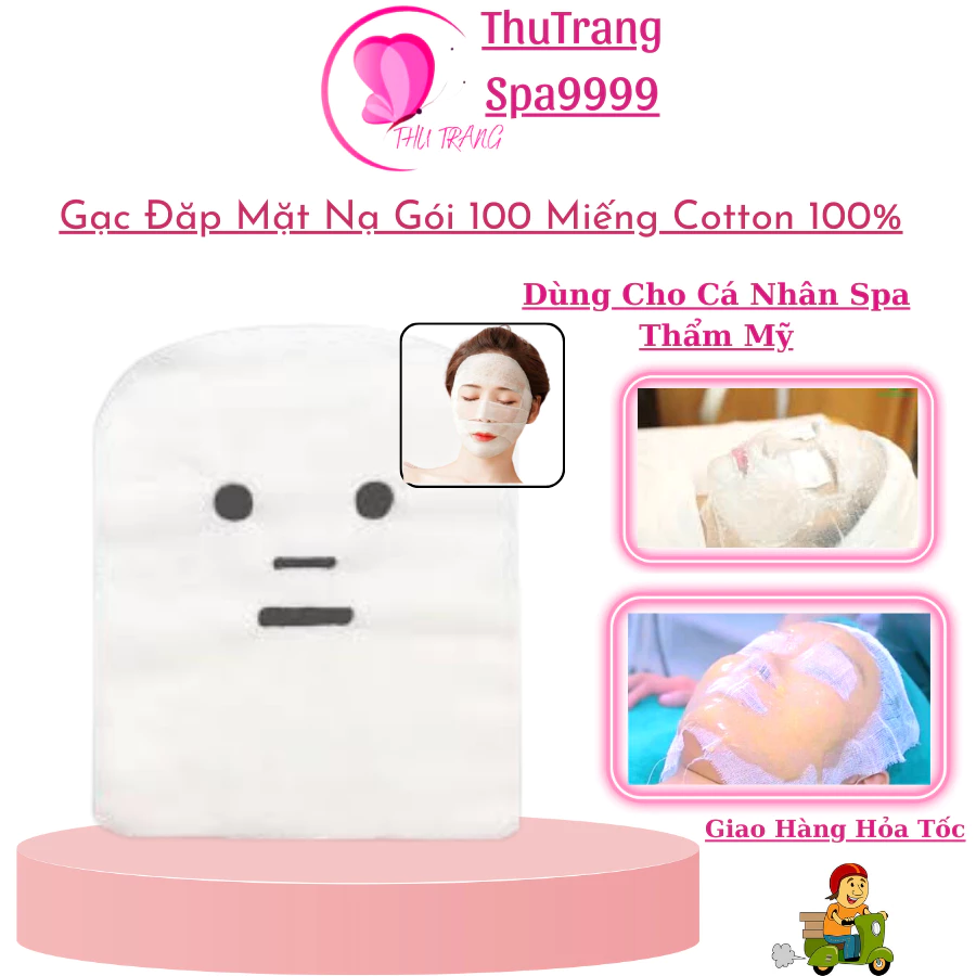 Gạc Đắp Mặt Nạ Bột Spa | Chất Liệu Cotton Gói 100 Miếng Dùng Cho Cá Nhân Spa Thẩm Mỹ