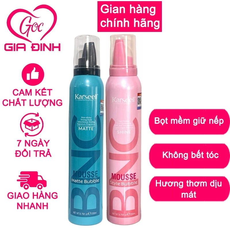 Gel Bọt tạo kiểu tóc Hottrend nhất thu đông 2024 gel bọt giữ nếp xoăn hippie, xoăn xù mì, xoăn lơi Karseell 200ml