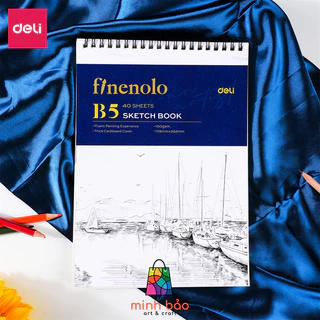 SỔ VẼ PHÁC THẢO SIZE B5 100GSM 80 TRANG DELI EN025, SKETCHBOOK GIẤY TRƠN GÁY XOẮN NGANG