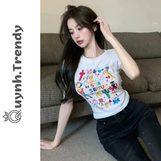 Áo Croptop Nữ Ôm Body Stay Cổ Tròn Tay Ngắn, Áo Thun Croptop Nữ Chất Borip Mềm Quynh Trendy A61