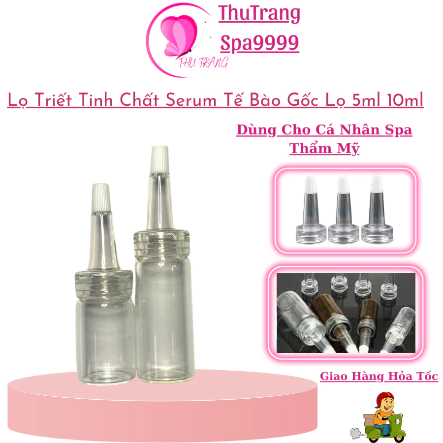 Lọ Triết Thủy Tinh 5ml 10ml | Chai Triết Tế Bào Gốc Chai Kèm Nắp Bóp