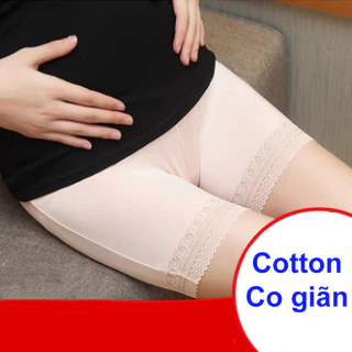 Quần đùi bầu mặc váy, chất cotton co giãn thông hơi, thiết kế cạp cao, cạp chéo cho mẹ bầu mùa hè