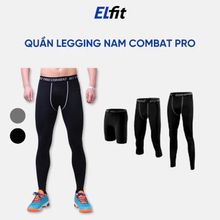 Quần Legging Giữ Nhiệt Nam Combat Pro Tập Gym Thể Thao Dáng Dài Màu Đen Co Giãn 4 Chiều Ôm Sát Thoáng Khí