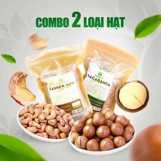 Combo 2 loại hạt dinh dưỡng gồm hạt macca nứt vỏ, hạt điều rang muối TANU NUTS