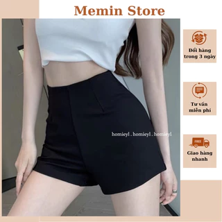 Quần short đen nữ khuy cạp cao co giãn ,quần đùi umi lưng cao cạp khoá tôn dáng cho nữ Memin Store