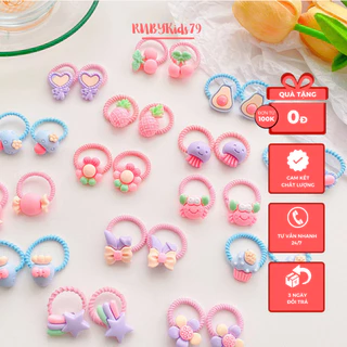 Dây cột tóc cho bé mini cỡ nhỏ RCT04 sét 20 dây đính charm hoạt hình Hàn Quốc dễ thương - rubykids79