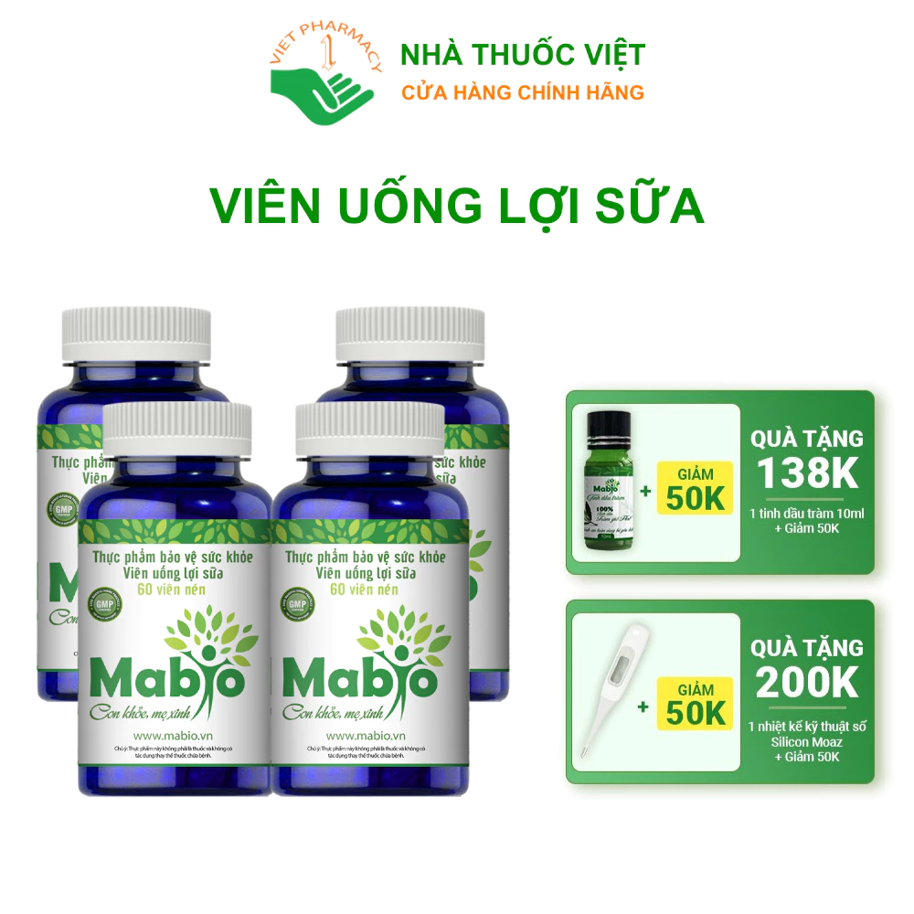 Mabio Lợi Sữa Dành Cho Các Mẹ Sau Sinh Bị Mất Sữa Ít Sữa Combo 4 Hộp Lợi Sữa Mabio Nhà Thuốc Việt