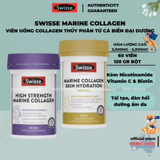 Swisse Marine Collegen Bột, Viên Uống Marine Collagen Thủy Phân Từ Cá Biển Sâu Tăng Đàn Hồi Da, Cải Thiện Độc Ẩm