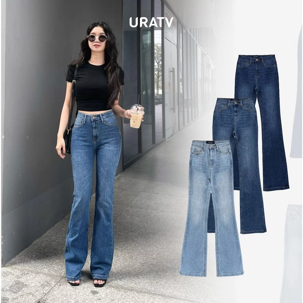 Quần jean nữ ống loe dáng dài V2 URATV