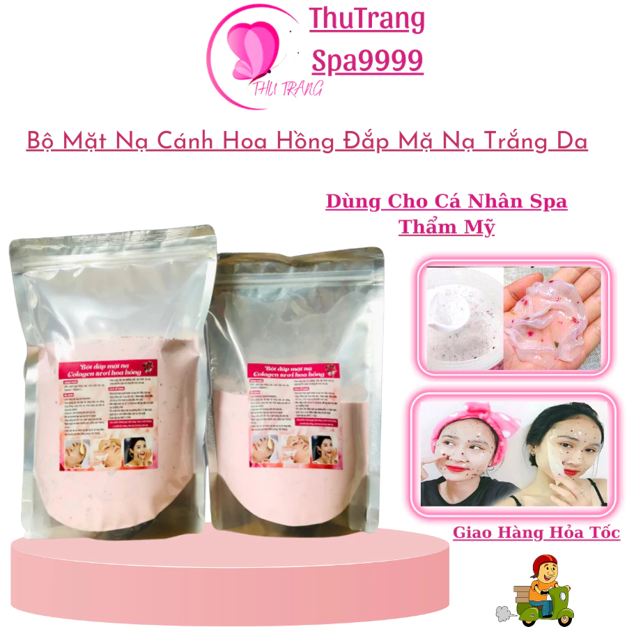 Bột Mặt Nạ Dẻo Cánh Hoa Hồng | Gói 500g 1000g Mặt Nạ Noa Hồng Cánh Colagen.