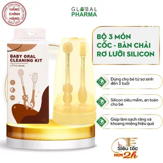 Set rơ lưỡi + bàn chải đánh răng silicon Baby Oral Cleaning Kit vệ sinh răng miệng cho bé, chống tưa lưỡi, nấm lưỡi