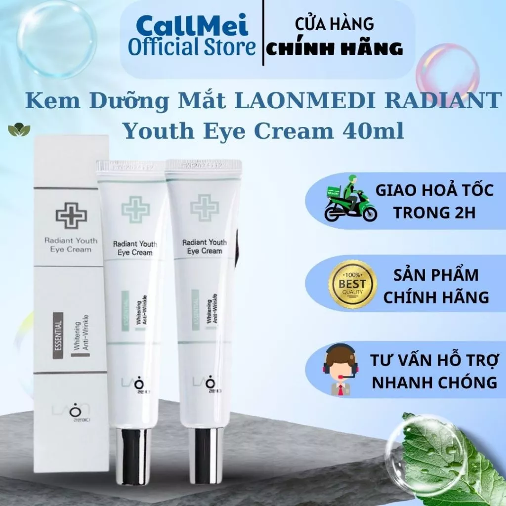 Kem Dưỡng Mắt Giảm thâm Quầng, Bọng Mắt , Nếp Nhăn LAONMEDI RADIANT Youth Eye Cream 40ml Hàn Quốc