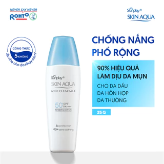 Kem chống nắng Skin Aqua cho da mụn,dạng sữa dùng hàng ngày Sunplay Skin Aqua Acne Clear Eco Việt Nam SPF 50,PA++++ 25g 