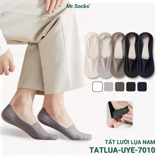 Tất lười nam lụa Mr.Socks mềm và mát, có silicon chống tụt gót, đế tất cotton thoáng mát khử mùi  - TATLUA-UYE-7010-1DOI