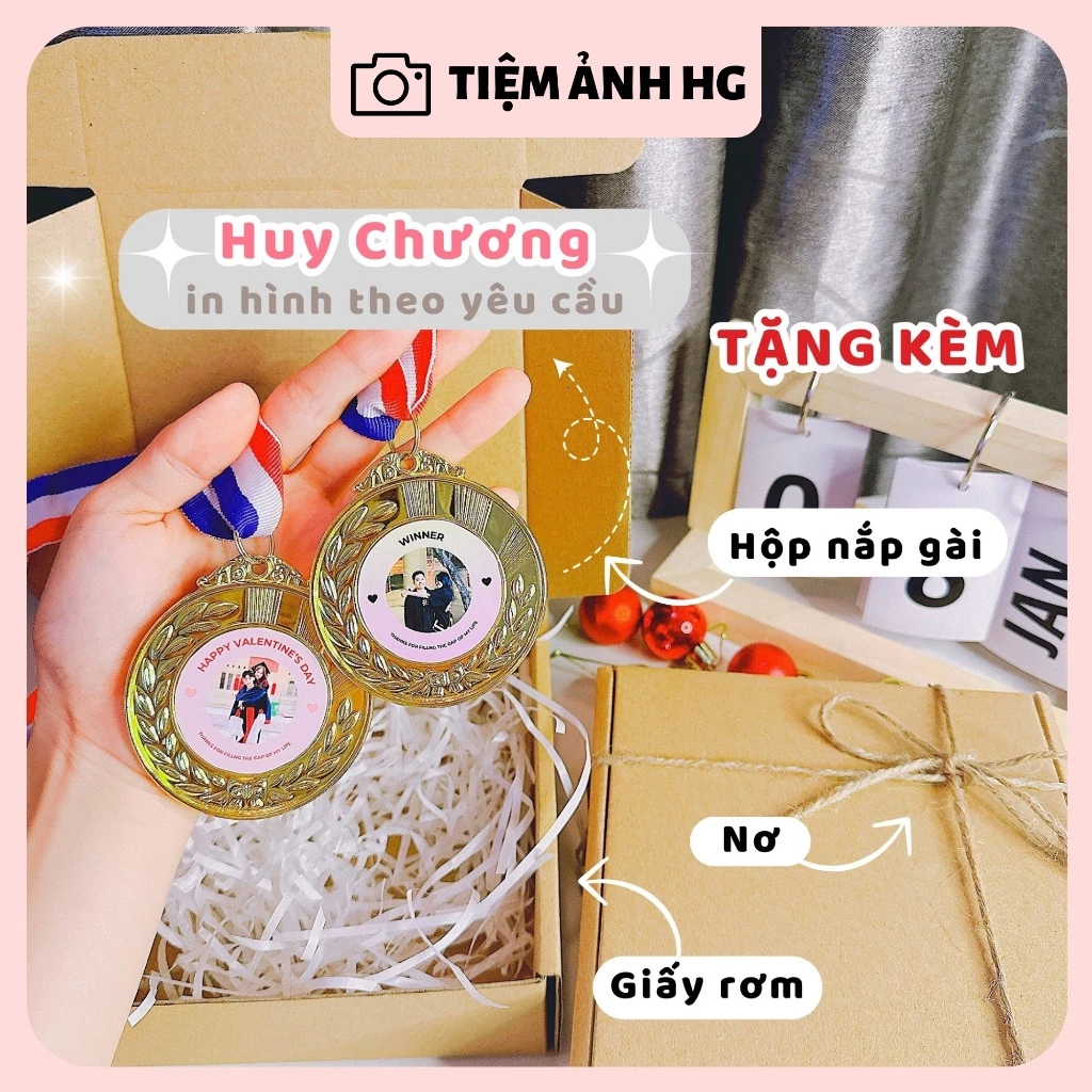 (TẶNG HỘP + RƠM)Huy chương chứng chỉ tình yêu in ảnh theo yêu cầu, tặng bạn trai/bạn gái/người yêu ngày kỷ niệm, sinh