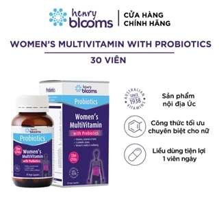 Viên uống vitamin Henry Blooms Multivitamin Probiotics cho nam/nữ (30 viên) bổ sung vitamin, khoáng chất, lợi khuẩn-MK