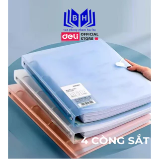 Bìa File lá còng sắt học sinh A4 Deli 4 còng Bìa file deli 4 còng sắt văn phòng - PE110