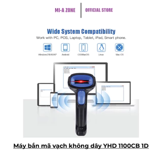 Máy bắn mã vạch không dây YHD 1100CB 1D - Máy Scan mã vạch kết nối Bluetooth/ 2.4G/ Có dây dùng trên Điện thoại, PC