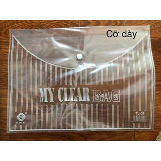 Bìa Clear Bag mỏng- dày (combo 10 túi), túi clear đựng tài liệu, túi cúc đựng tài liệu