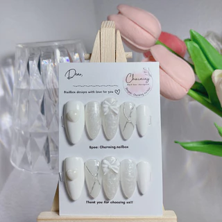 Nailbox thiết kế cô dâu,đi tiệc, kỷ yếu-By Charming- Tặng set dụng cụ móng giả thiết kế đi chơi tiệc sang chảnh tiểu thư