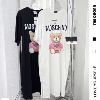 VÁY BẦU MOSCHINO MÙA HÈ C8703 DÁNG SUÔNG DÀI FORM RỘNG CHẤT THUN CO GIÃN THOÁNG MÁT HÌNH GẤU TRẺ TRUNG FREESIZE