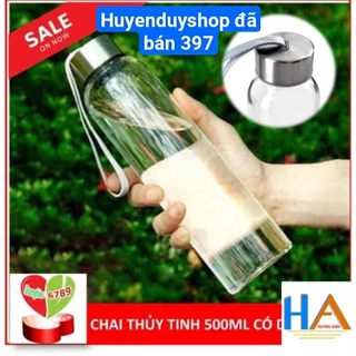 Chai Nước Thủy Tinh Có Dây Xách 500ml