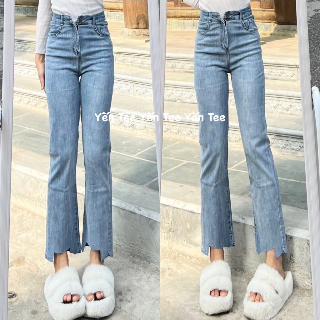 (Ảnh thật ) Quần jeans ống đứng xanh nhạt vuông ống Yến Tee,quần đi học,quần che khuyết điểm