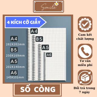 Sổ Còng Khổ A4 A5 B5 A6 - 160 Trang/ 80 Tờ Bìa Nhựa Binder Còng Sắt, Sổ Ghi Chép Sinh Viên Và Văn Phòng