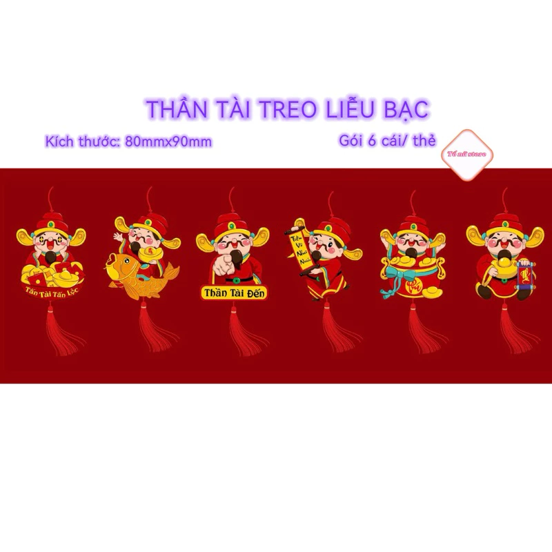 ( Gói 6 / cái ) TAG TREO THẦN TÀI GIÁP THÌN TRANG TRÍ MAI ĐÀO