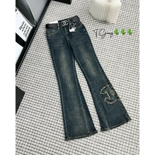 Quần dài jean denim bò dài dáng loe chữ C gấu Mía QCCC QCL1 QD0132