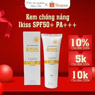 Kem chống nắng Ikiss SPF50+ PA+++ nâng tone không bết dính bảo vệ da khỏe và chống nắng hiệu quả (Tuýp 50g)