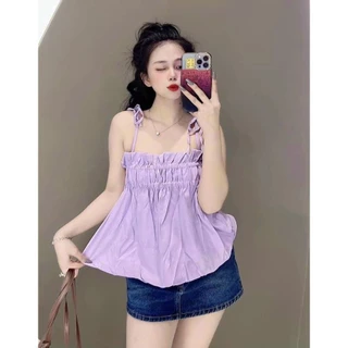 áo hai dây dáng babydoll chất liệu kate dày UA940