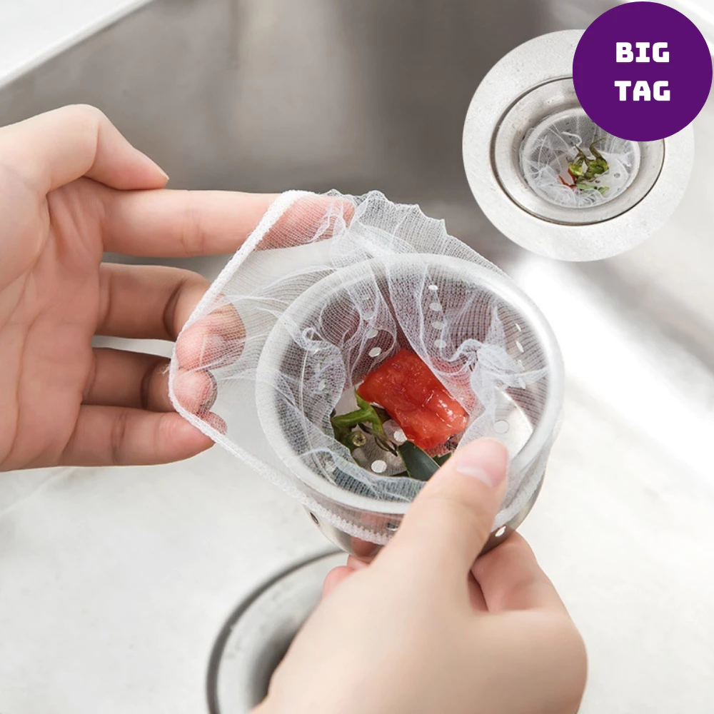 gói 100 túi lọc rác bồn rửa chén tiện lợi có chun co giãn 01371