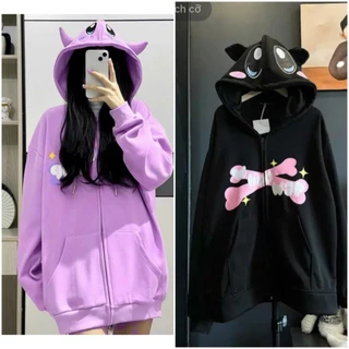 [ẢNH THẬT-CÓ SẴN] Áo Khoác Nỉ Hoodie Zip WHOO WAP Nón Tai Thỏ Form Rộng Unisex Nam Nữ - Áo Hoodie dây kéo fammilyshop