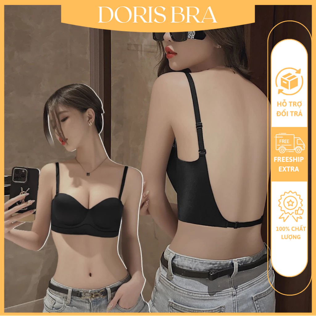 Áo lót nữ Doris AL008, áo ngực mặc hở lưng đệm dày 4cm cao cấp không gọng nâng ngực quyến rũ