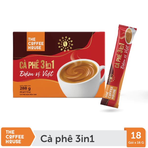 Cà phê 3IN1 Đậm vị Việt The Coffee House (18 gói x 16 g)