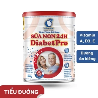 Sữa non 24h Diabet Pro Venus Nutrition hỗ trợ tiểu đường, huyết áp, tim mạch 800g/1 lon
