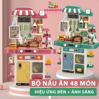 Bộ đồ chơi nhà bếp cỡ lớn 48 chi tiết bếp có hiệu ứng âm thanh, khói và vòi nước - Bếp đồ chơi nấu ăn cho bé YOOKIDDO