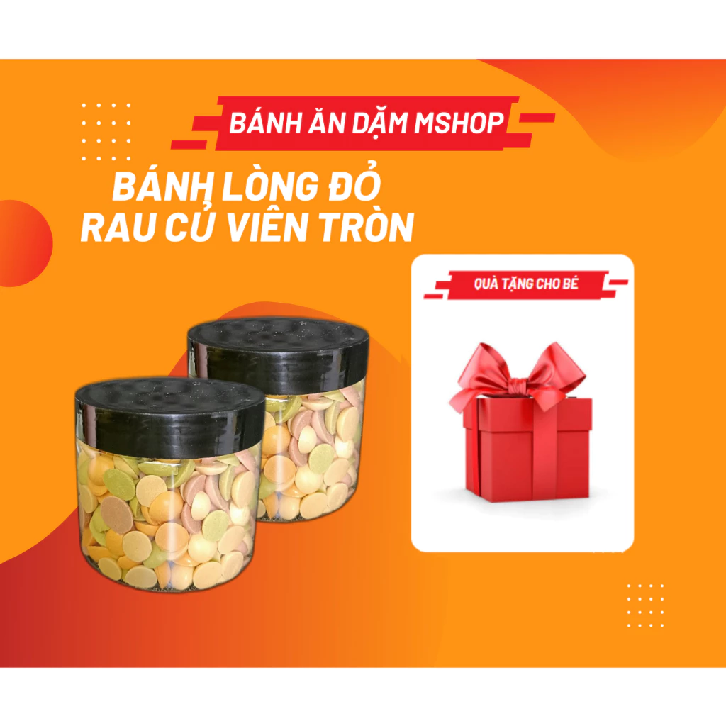 [Có quà] BÁNH LÒNG ĐỎ TRỨNG GÀ RAU CỦ (dạng viên tròn) - bánh ăn dặm handmade Mshop (5-6m+)