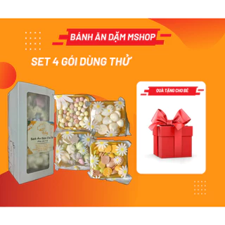 [Có quà] HỘP GIẤY 4 GÓI DÙNG THỬ cho bé từ 5m+ - bánh ăn dặm handmade Mshop