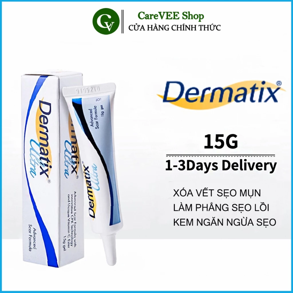 Dermatix Ultra sẹo thâm 15g gel làm mờ sẹo và làm phẳng sẹo lồi, kem ngăn ngừa sẹo